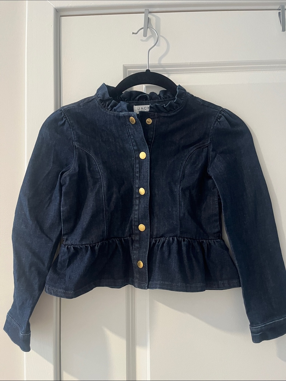 Janie and Jack Dark Navy Denim Ruffled Peplum Jacket